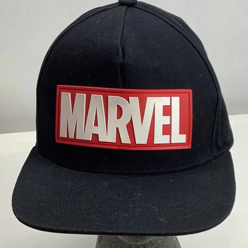 Black MARVEL Hat with an Adjustable Strap